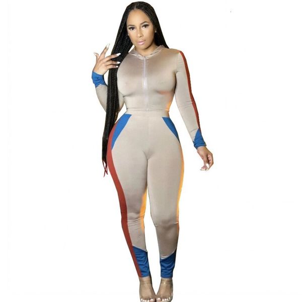 

fitness training 2 orders skinny women's clothes with hood and pants two pieces together spring splice loungewear iyea, Gray