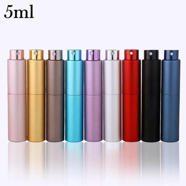 

storage bottles & jars 1 pcs 5ml rotating flat metal perfume bottle refillable portable spray travel empty atomizer cosmetic container