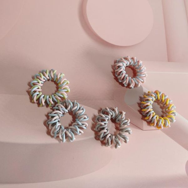 

hair accessories high elastic fashion telephone wire ring durable band rope simple ponytail for girls, Slivery;white