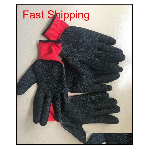 

new black latex coated red / grey cotton working glove gloves nylon overhung jllmjd jhhome