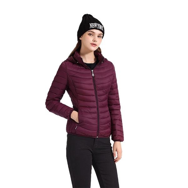 

santelon winter women warm padded jacket coat slim short parka outdoor clothes ultralight sport outwear portable store in a bag 211007, Black