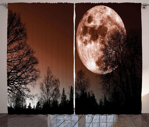 

curtain & drapes moon curtains abstract color scheme with forest detailed full nature scenic landscape living room bedroom window
