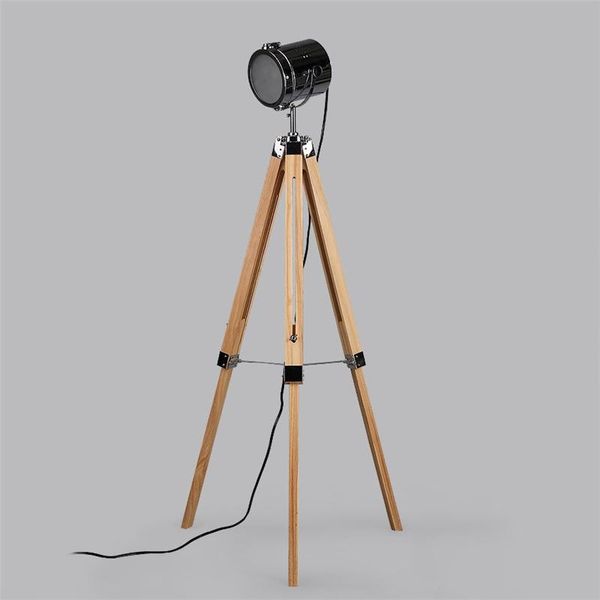 

american retro vintage loft wooden metal tripod led e27 searchlight floor lamp for pgraphy workshop living room wood light
