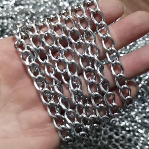 

5meters silver-tone stainless steel cowboy curb link chian jewelry findings jewelry marking diy 8.2*11mm size in bulk diy dog chain