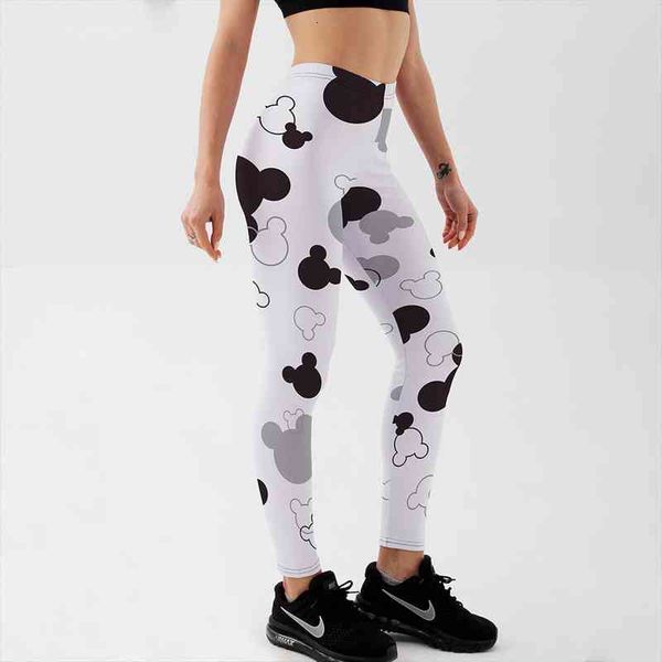 

women leggings for fitness push up digital print cartoon black amp white mouse head cute feamle workout legging