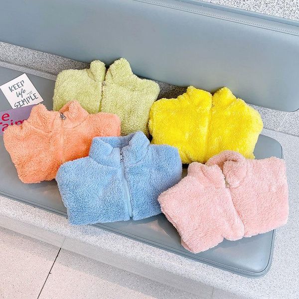 

jackets girls coats children clothing plush padded wool sweater fashion jacket pocket baby outerwear kids clothes costumes 3-8 years, Blue;gray