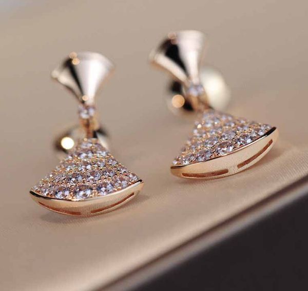 

v gold luxury quality charm earring with diamond for women wedding jewelry gift in 18k rose gold plated with box ps3729, Golden