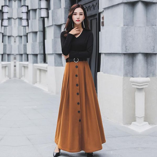 

casual dresses winter autumn women dress female 2021 vintage v-neck women's elegant a-line slim black robe longue wxf645, Black;gray