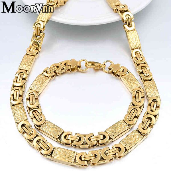 

jewelry sets moorvan gold-color men new design set party necklace/bracelet long 55cm/22cm trendy accessory vbd022, Black