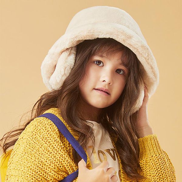 

caps & hats ohsunny winter outdoor solid antistatic soft warm fishing cap faux fur bucket hat adjustable size detachable earmuff, Yellow