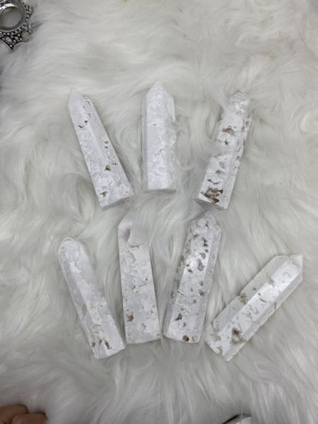 

decorative objects & figurines natural white crystal cave agate hexagonal column point mineral ornament healing quartz crystals