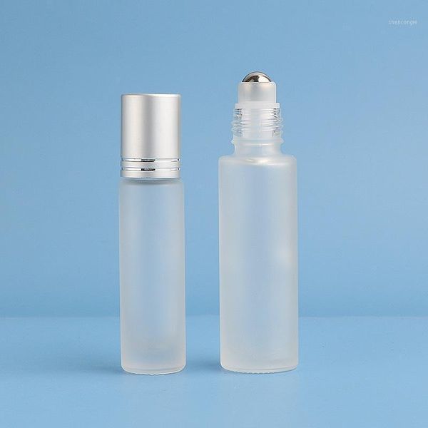 

storage bottles & jars 1pcs thick frosted glass roll on essential oil refillable empty perfume bottle 10cc stainless roller ball