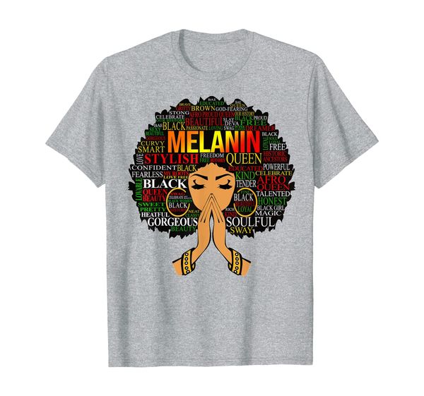 

melanin words art t-shirt afro natural hair black queen gift, White;black