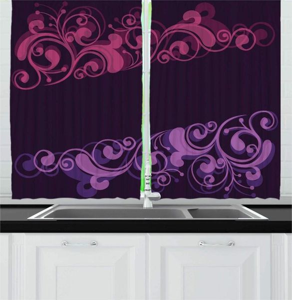

curtain & drapes plum lavender pink floral kitchen curtains double exposure flourishing curly paisley ornament theme for cafe