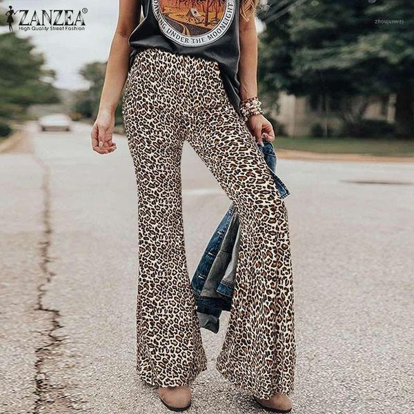 

women's pants & capris women's fashion leopard women 2022 summer office lady printed trouser casual female skinny elastic waist ov, Black;white