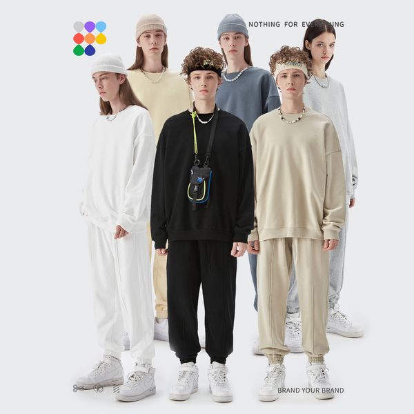 

cotton men's sweatshirt, 100% organic cotton running suit, 460g, Gray