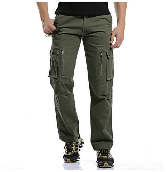 

2021 new men camouflage tactical cotton casual male cargo joggers pants multi pocket trousers military straight z5kr, Black