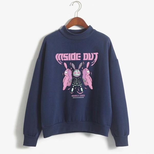

women's hoodies & sweatshirts woman clothes kawaii tracksuit crative funny skeleton doll cartoon print fleece turtleneck y2k sweatshi, Black