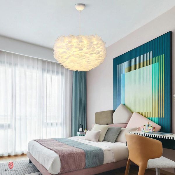 

pendant lamps feather hanging lights handmade plume ball lamp europe style designer decoration fashion fixture for home shop