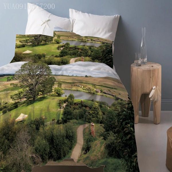 

bedding sets countryside pography printing single double king  size duvet cover set 2/3 pcs and pillowcase bedclothes