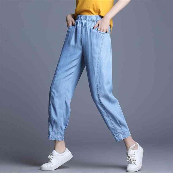 

sping summer denim jeans women high waist jeans vintage slim mom blue ankle-length harem pants