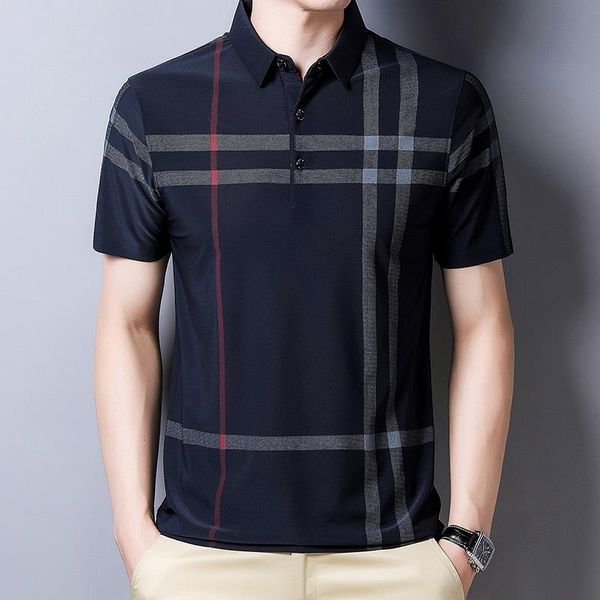 

men's polos summer short sleeve shirt men fashion shirts casual slim solid color business clothing, White;black