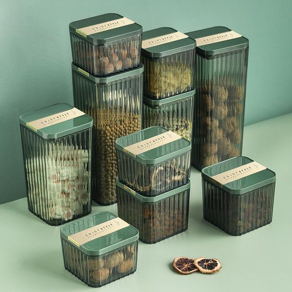 

storage bottles & jars acrylic food cereal containers kitchen sealed grade transparent plastic tea noodles tank with lid