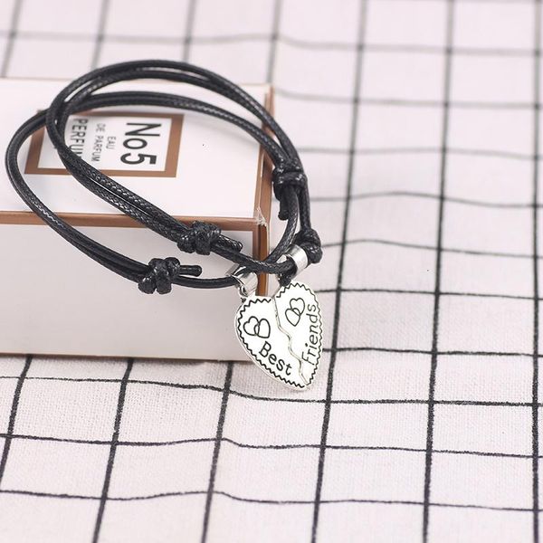 

charm bracelets korean fashion friend bracelet for women men heart shaped multiple styles pendant adjustable jewelry gift, Golden;silver
