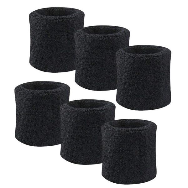 

wrist support 6 pack men women sweatband sports wristband for running, gym workout, exercise, football and more, Black;red