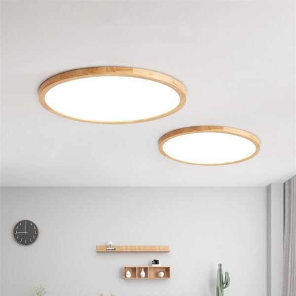 

ceiling lights modern ultra-thin led lamps h2.8/4.5cm wooden nordic chandeliers living room bedroom remote control panel fixture