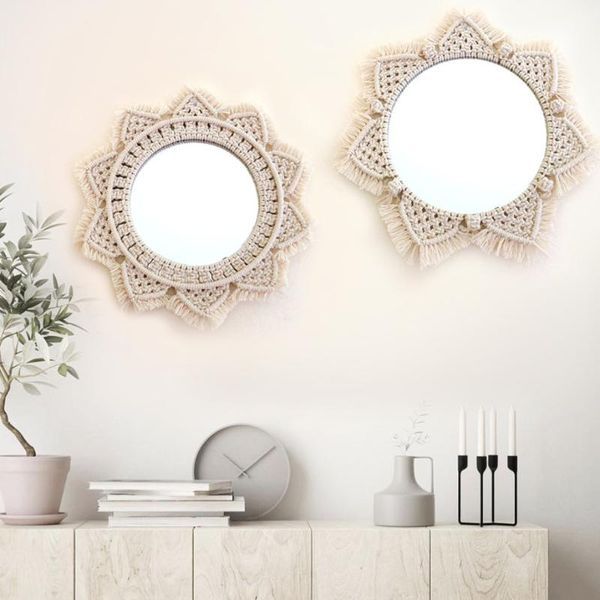 

mirrors macrame wall hanging ins nordic hand-made tapestry home porch for makeup bath room