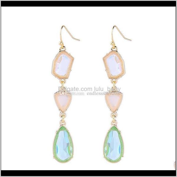 

dangle & chandelier fashion jewelry alloy green white crystal long earrings for women wedding party gifts gemstone water earring drop delive, Silver
