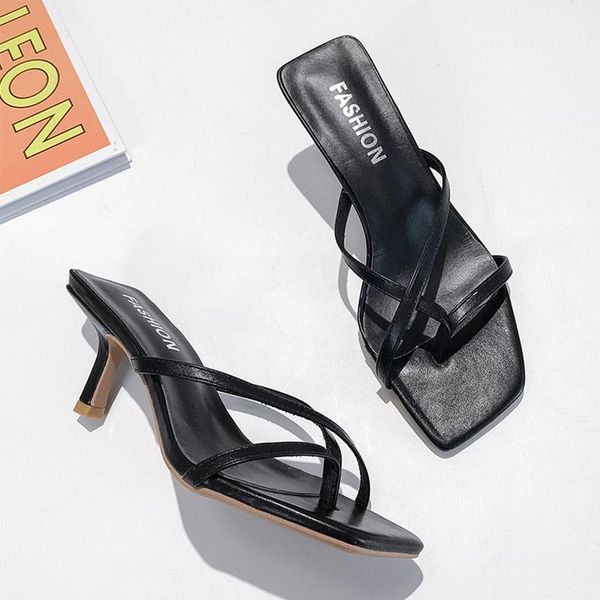 

slippers yellow sandals women fashion high heels ladies shoes summer 2021 elegant outdoor, Black