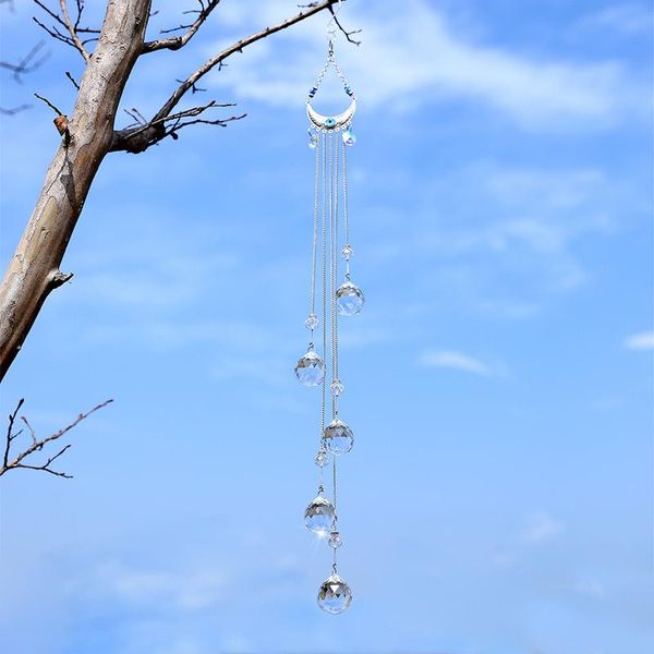 

h&d shinning crescent crystal rainbow suncatcher hanging blue evil eye ornament glass balls prism pendant for home,window,garden