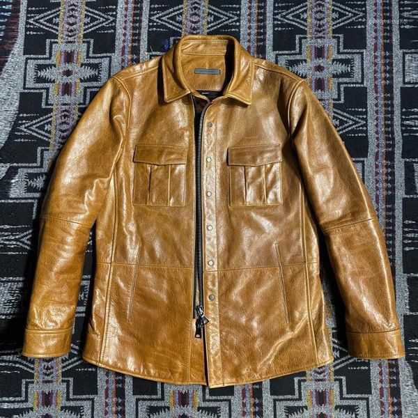 

head layer cowhide leather coat men's & faux, Black