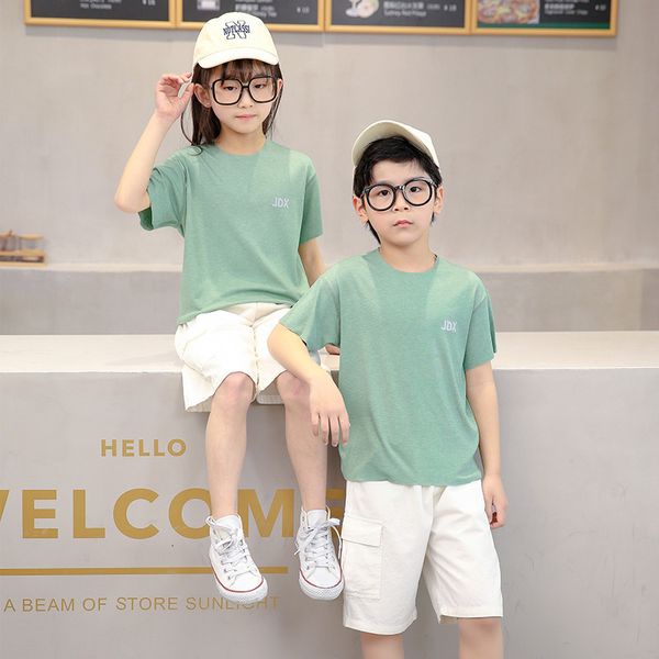 

factory3375half summer boneless short sleeve children's wide shoulder thin ice modal boys' and girls' t-shirt, Black;white