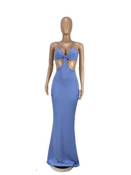 

vacation cut out backless maxi dress women outfits 2021 summer beach solid color knitted bodycon dress d91-dz39, Black;gray