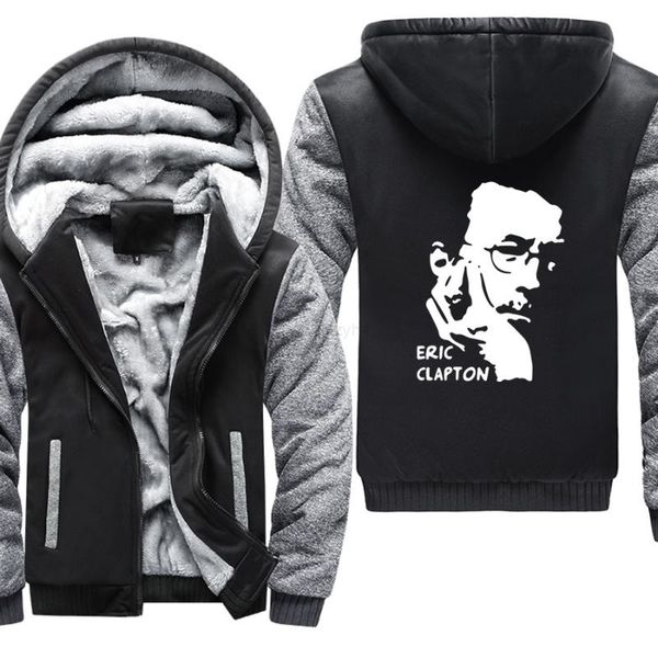 

& men's hoodies sweatshirts eric clapton casual thicken men hooded 2021 plus size tracksuits homme winter clothes keep warm camouflage, Black