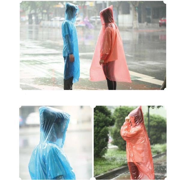 

raincoats 6pcs disposable raincoat emergency waterproof hood poncho travel camping outdoor thicken rain coat random color