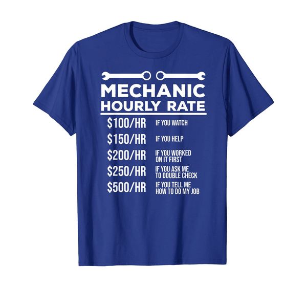 

funny mechanic hourly rate t-shirt mechanic jokes tee gift, White;black