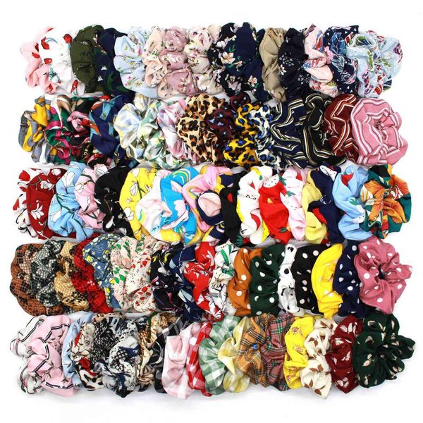 (50 Pezzi/lottp) Stampato Retro Leopardo Reticolo Corda Per Capelli Tessuto Chiffon Fasce Elastiche Per Capelli Fiore Della Signora Nastri Per Capelli X0722