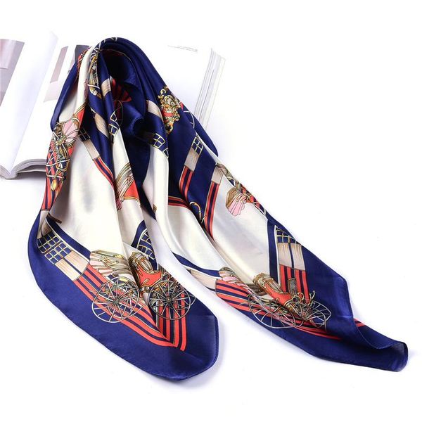 

scarves satin silk hair scarf fashion ladies luxury printed professional, Blue;gray
