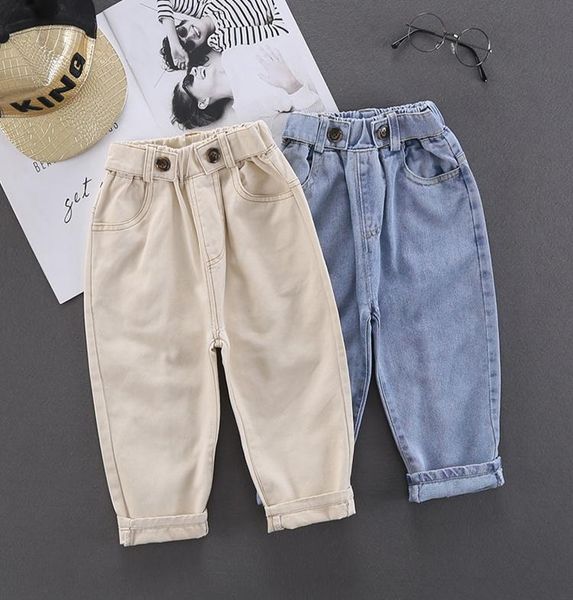 

women's jeans autumn spring baby boys pants kids clothes cotton casual children trousers denim 2-6year blue and beige