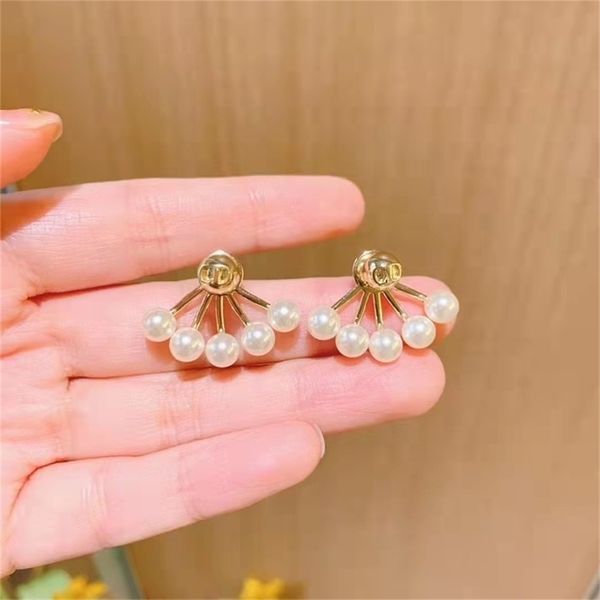 

87% off wholesale shop family pearl earrings dual purpose rear hanging silver needle light luxury female, Golden