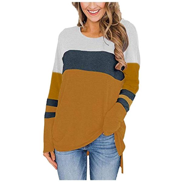 

women's blouses & shirts patchwork long sleeve blouse o neck loose pullover casual oversized femme camisas de mujer, White