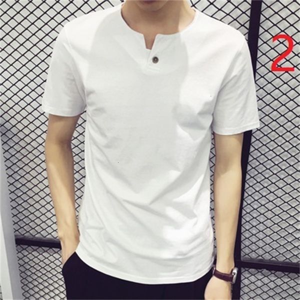 

New 2021 Summer Men's Short-sleeved T-shirt Casual Solid Color Clothes Cotton Youth Shirt Slim Tide H63E, White;black