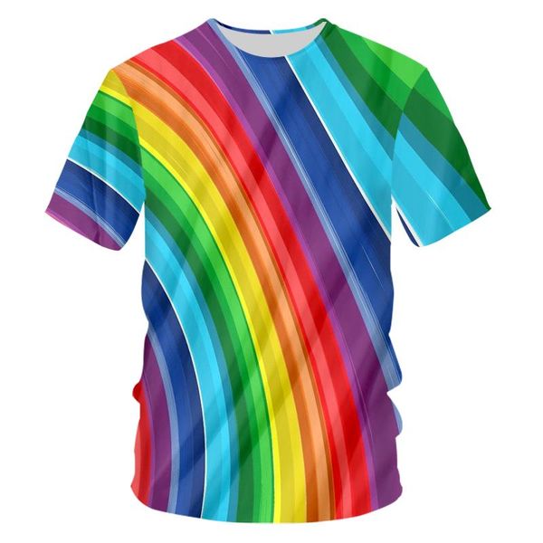 

men's t-shirts cool t-shirt men women 3d print rainbow whole body tshirt super leisure harajuku short-sleeved shirt, White;black