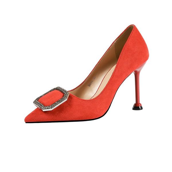 

dress shoes small big size 33-42 shallow rhinestone red wedding women pumps 2021 formal office high heels, Black
