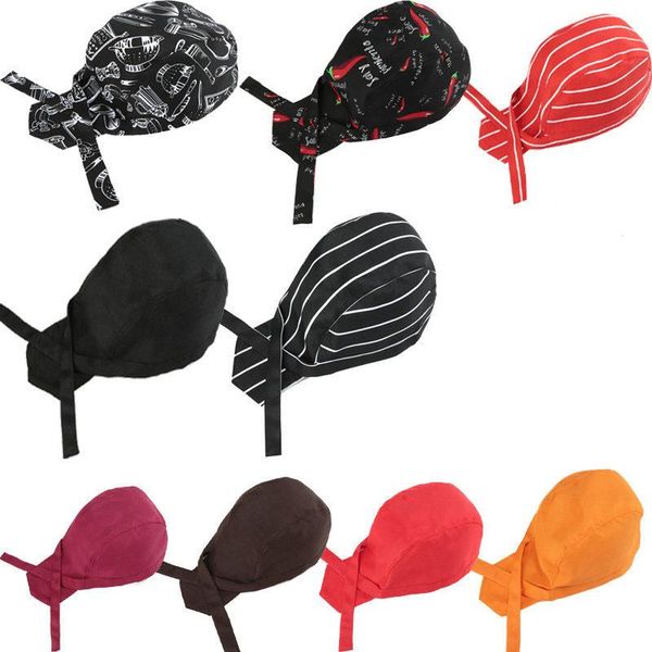 

beanies male female pirate hat chef waiter work cotton ribbon advertising baotou dust cap catering el barbecue kitchen special a43