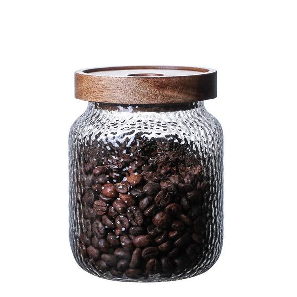 

storage bottles & jars wooden glass tea sealed transparent containers for food and coffee beans